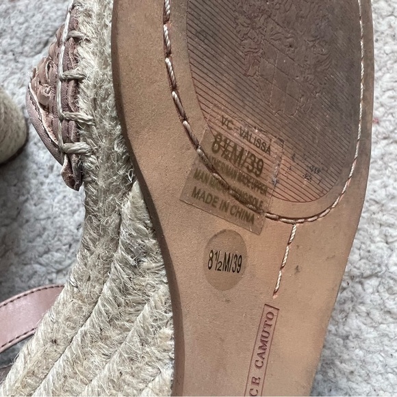 Vince Camuto: Valissa Woven Leather Vamp Espadrille Ankle Strap Wedges Sz 8.5 - Picture 11 of 12